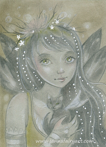 Fairy with a Kitty by Janna Prosvirina